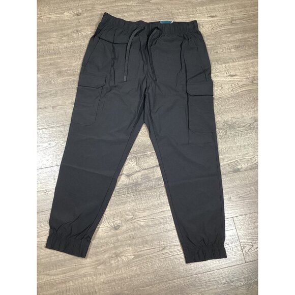 Tek Gear Mens Black Cargo Jogger Pants Size L Relaxed Fit fitted At Ankle NWT - Picture 1 of 12